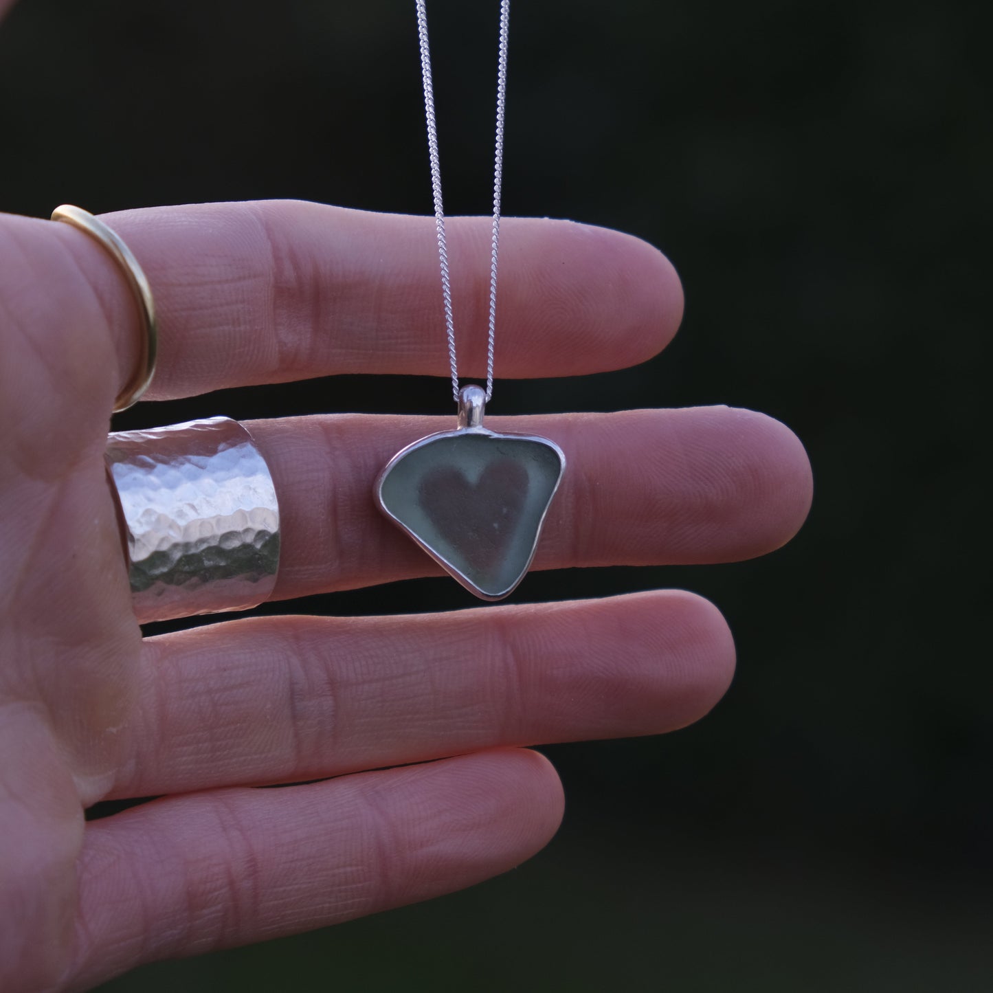 Heart Silhouette Sea Glass Pendant