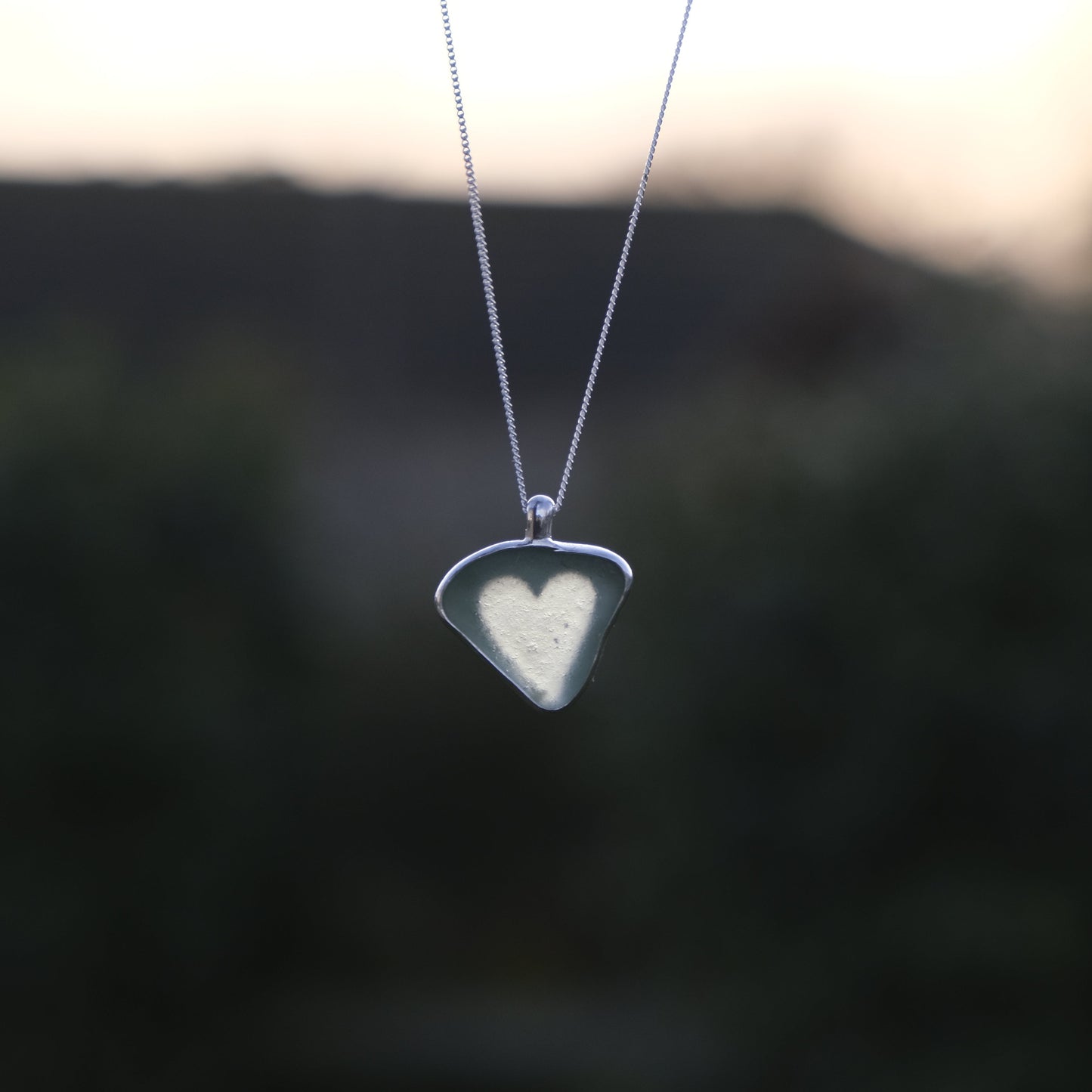 Heart Silhouette Sea Glass Pendant