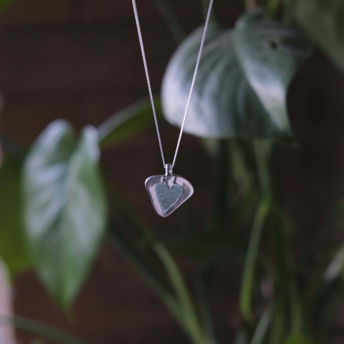 Heart Silhouette Sea Glass Pendant