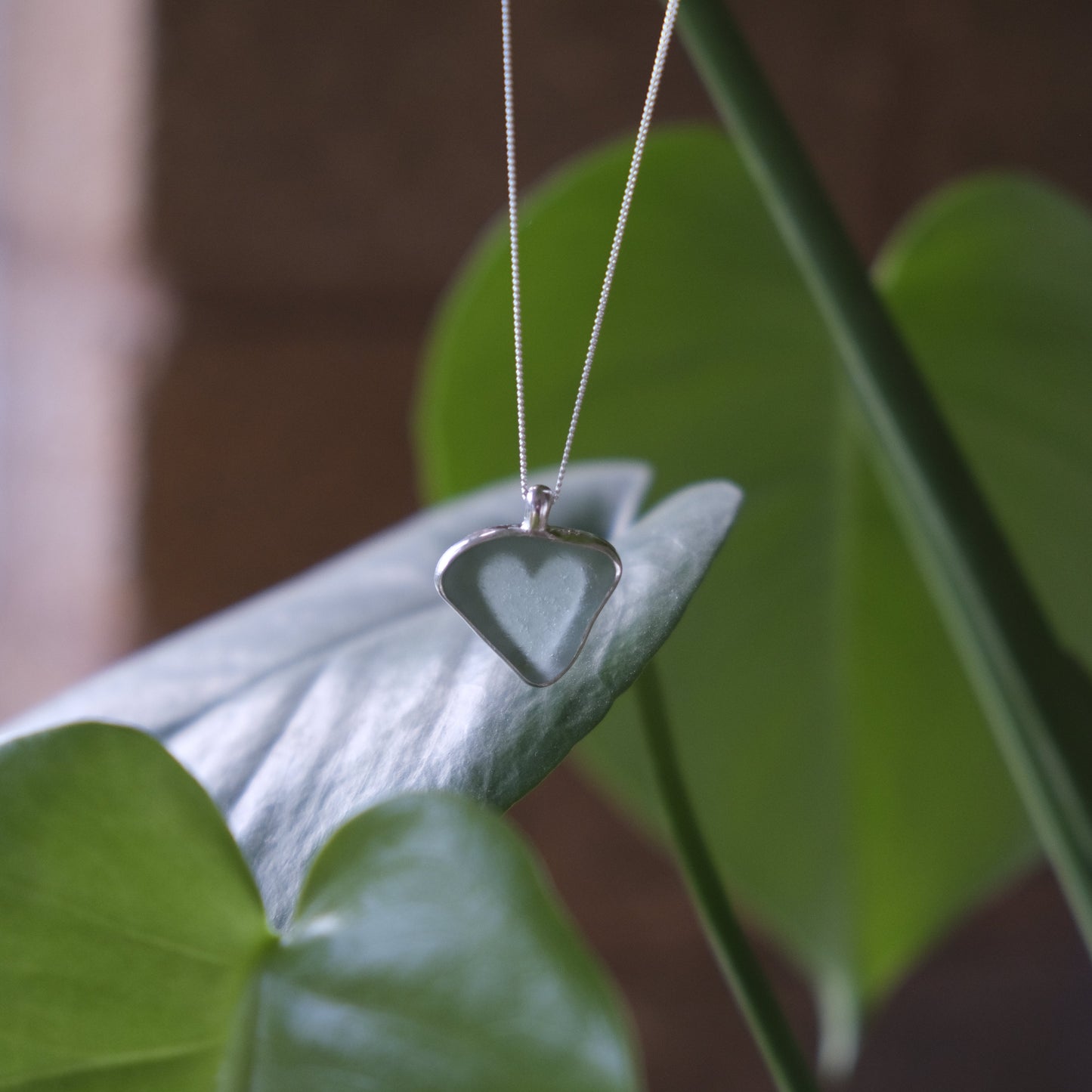 Heart Silhouette Sea Glass Pendant