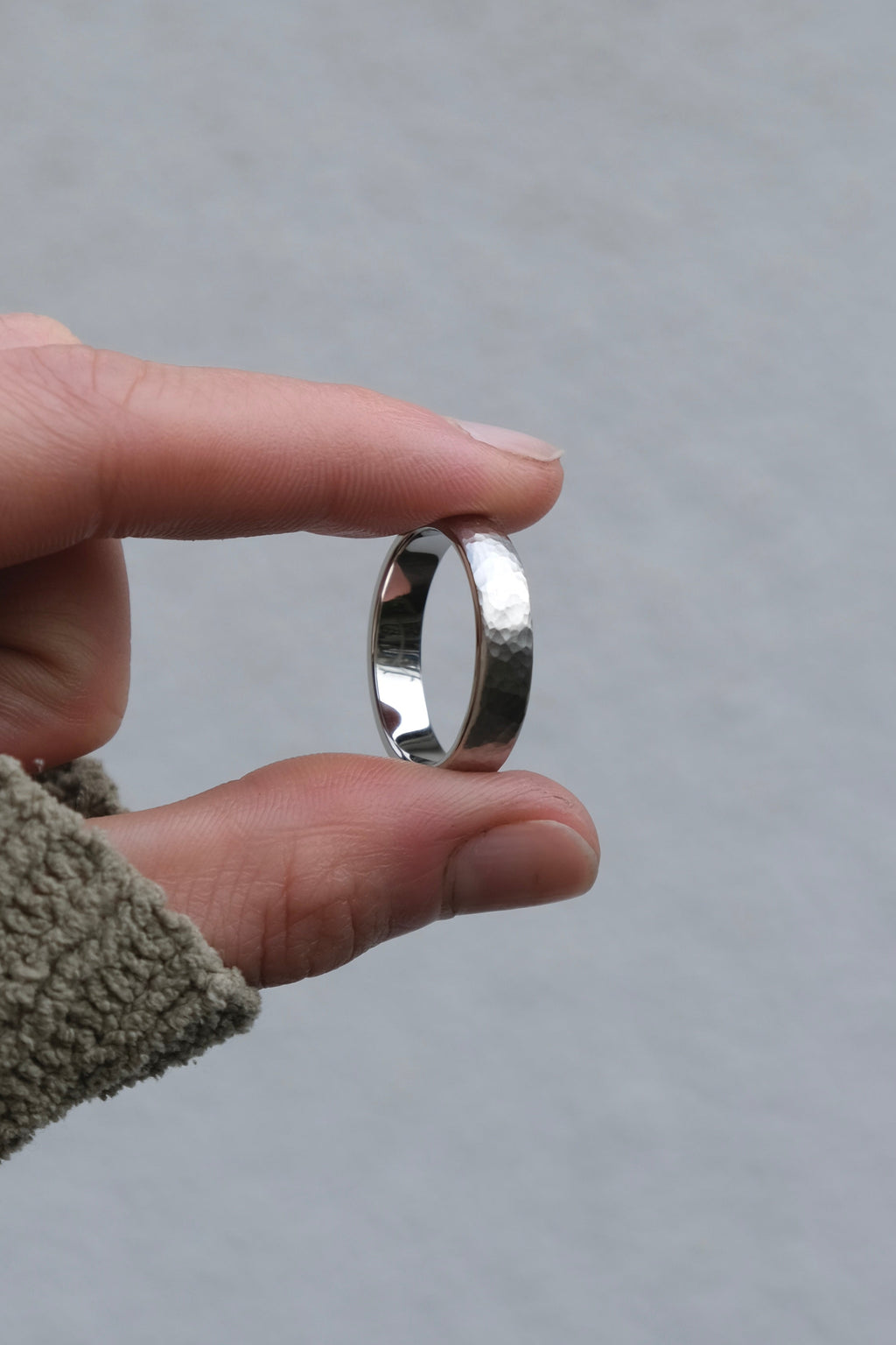 5mm Hammed Silver Men's Wedding Band