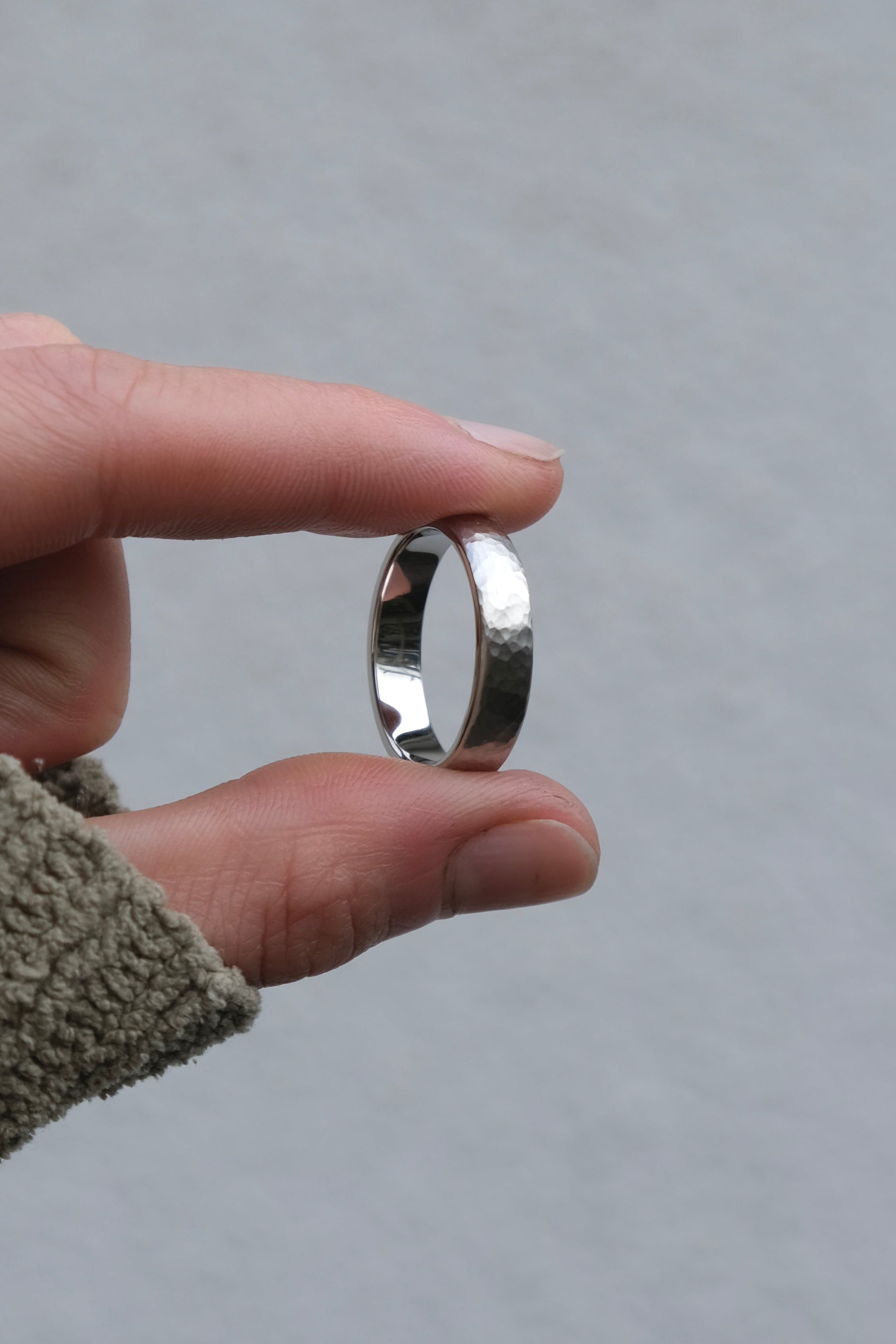 5mm Hammed Silver Men's Wedding Band
