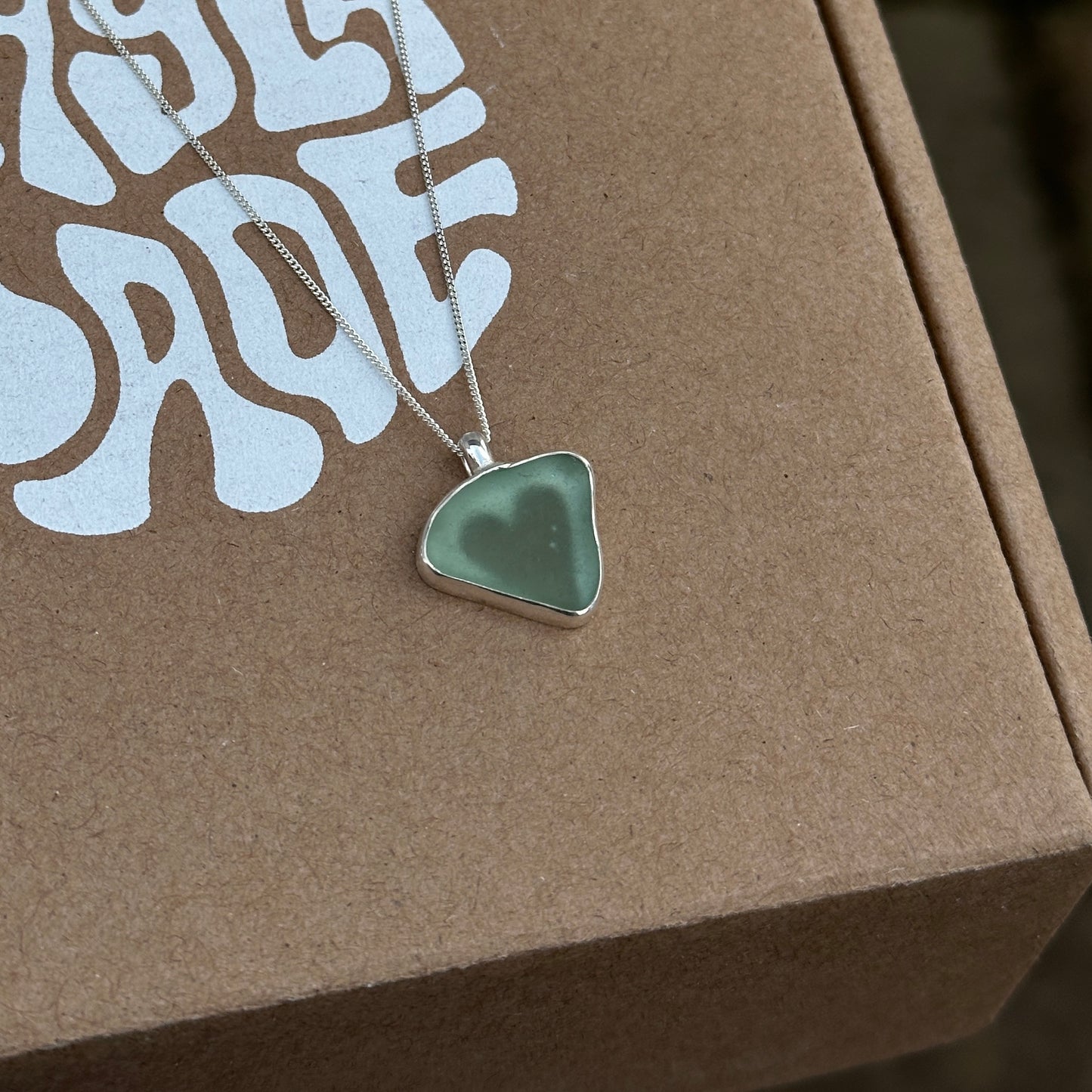 Heart Silhouette Sea Glass Pendant