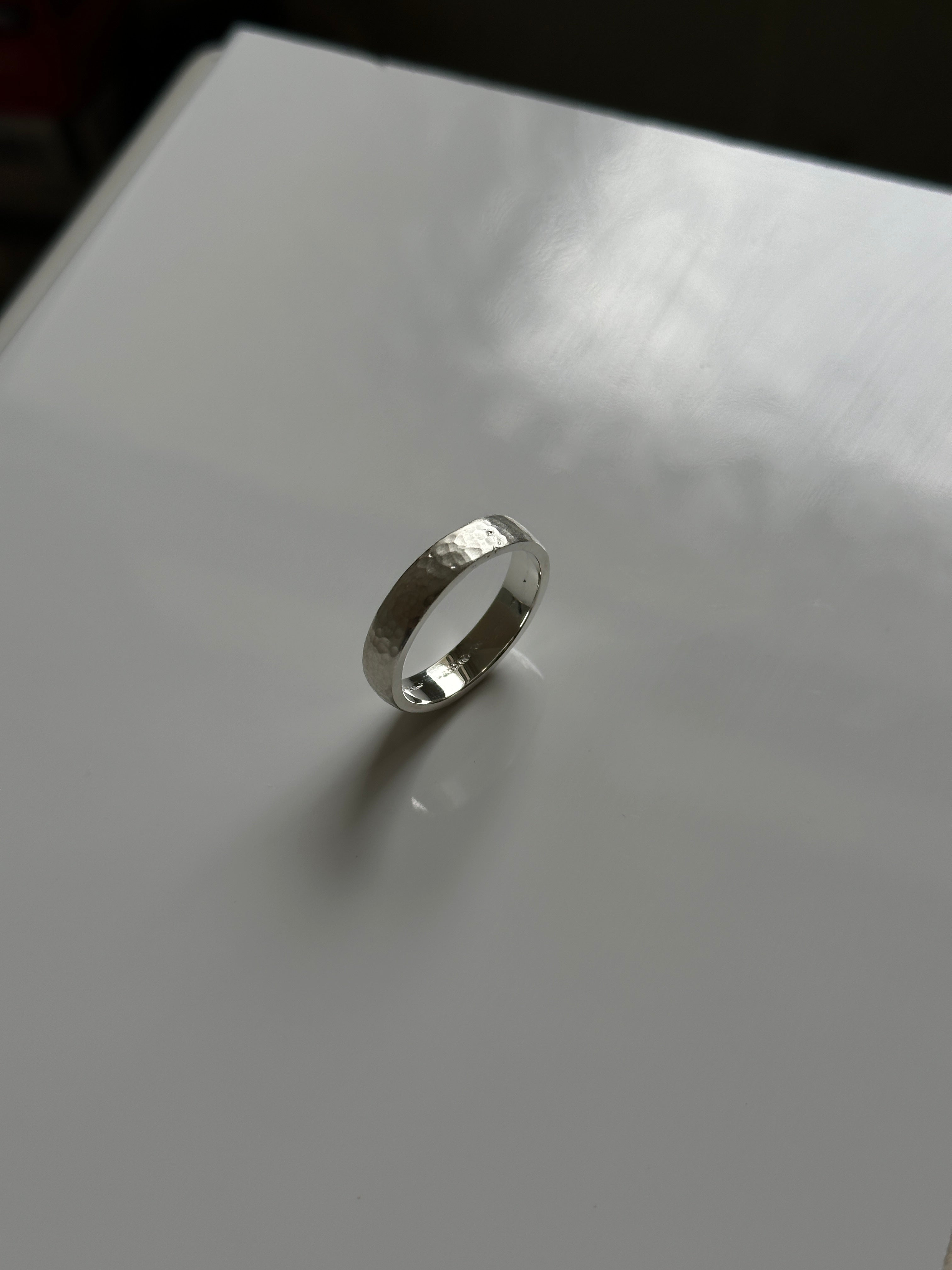 5mm Hammed Silver Men's Wedding Band
