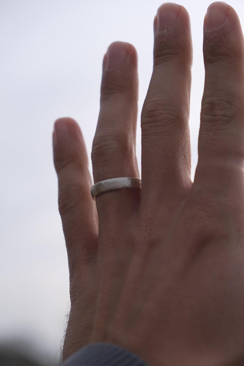 5mm Hammed Silver Men's Wedding Band