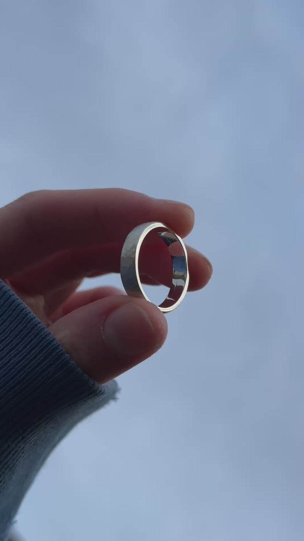 5mm Hammed Silver Men's Wedding Band